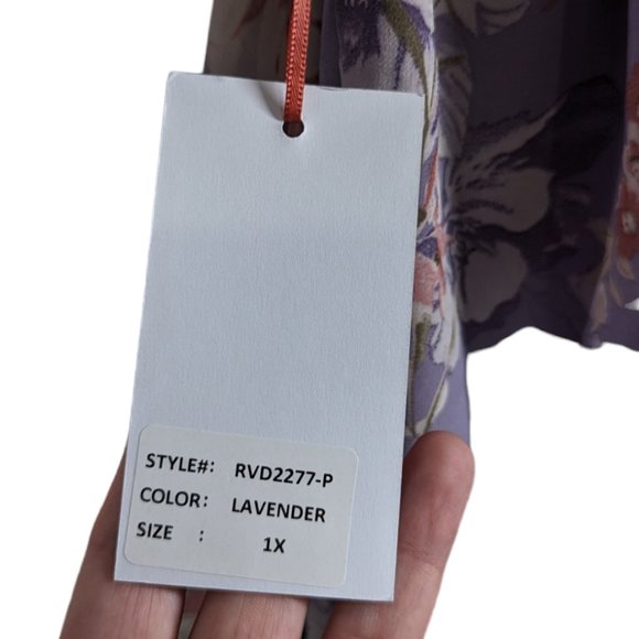 NWT Rosevelt Purple Floral Ruffle Mini Dress Size 1x Plus Size - Picture 3 of 11